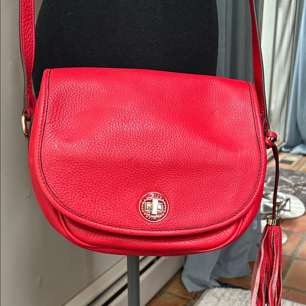 Isaac Mizrahi Vibrant Red Leather Crossbody Bag
